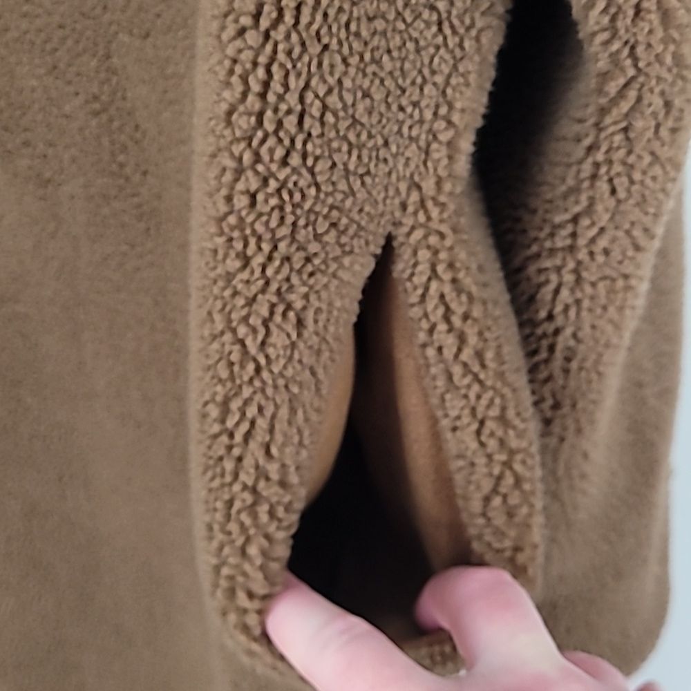 Rebecca Minkoff Brown Faux Shearling Button Down Long Overcoat w/Pockets Size XL - Picture 8 of 15